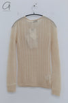 SWAYING 24 Autumn and Winter Silk Cashmere Striped Henry Fir SW-SW24AW1T58-BAI White